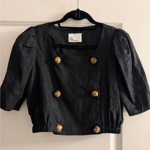 Lisa Marie Fernandez Diana Double Breasted Linen Crop Top 1